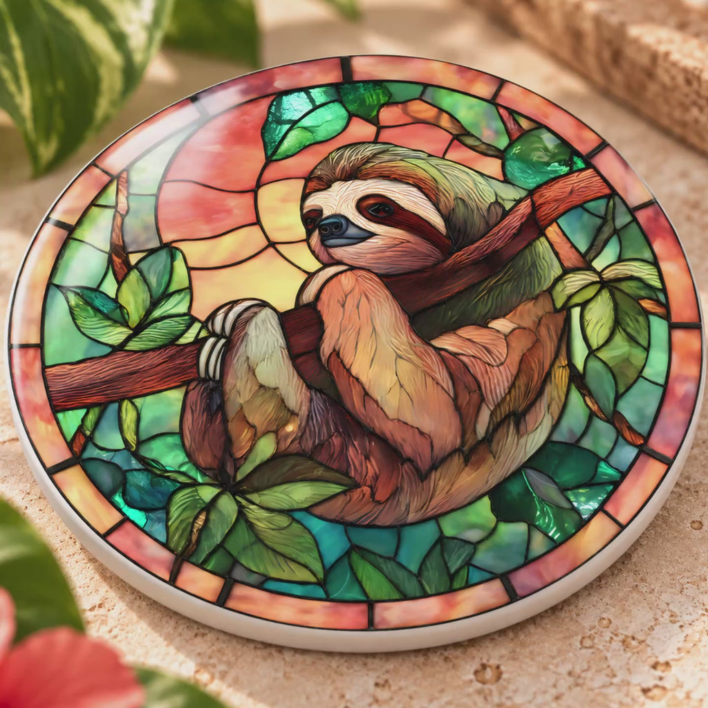 Sloth Ceramic Coaster – Tropical Jungle Design